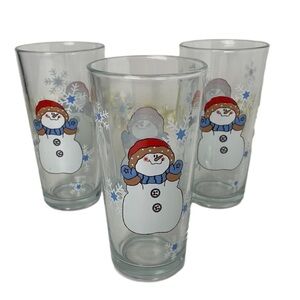 Set of 3 Frosty The Snowman High Ball Glasses Christmas